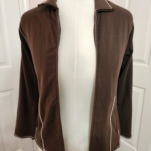 Chico's Brown Bomber Jacket with White Accents